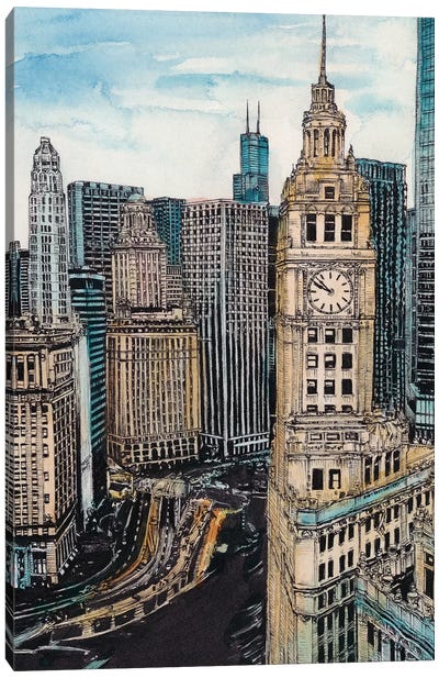 Chicago Cityscape Canvas Art Print - Tower Art