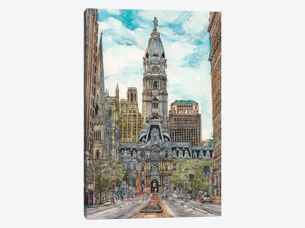 Philadelphia Cityscape by Melissa Wang 1-piece Canvas Artwork