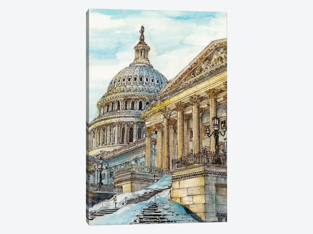 Washington DC Cityscape by Melissa Wang 1-piece Canvas Wall Art