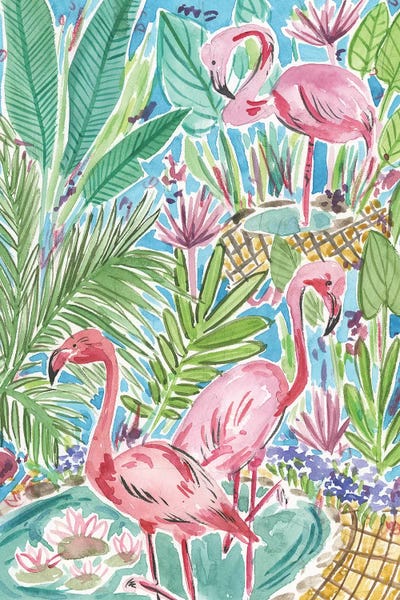 Bohemian Décor: Flamingo Paradise I by Melissa Wang