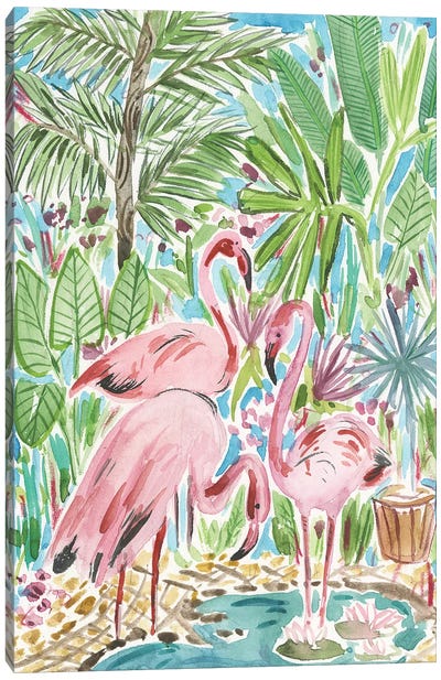 Flamingo Paradise II Canvas Art Print - Bohemian Wall Art &amp; Canvas Prints
