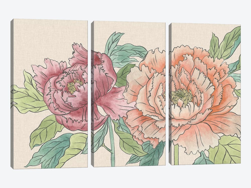 Peony Blooms IV by Melissa Wang 3-piece Canvas Art Print