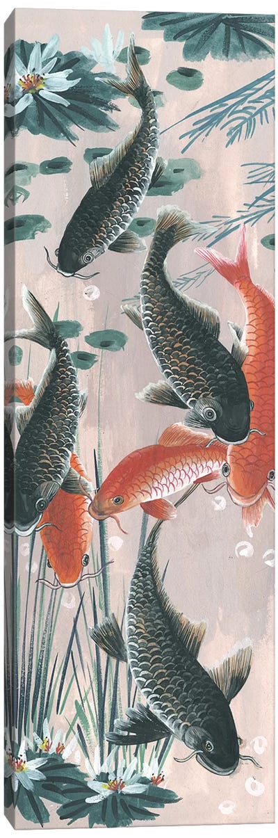 Traditional Koi Pond II Canvas Art Print - Japanese Décor