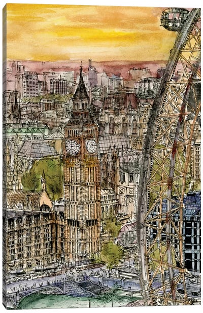 City Scene IV Canvas Art Print - England Art
