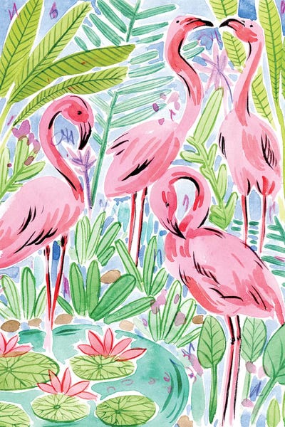 Flamingos: Wild Swimming I by Melissa Wang