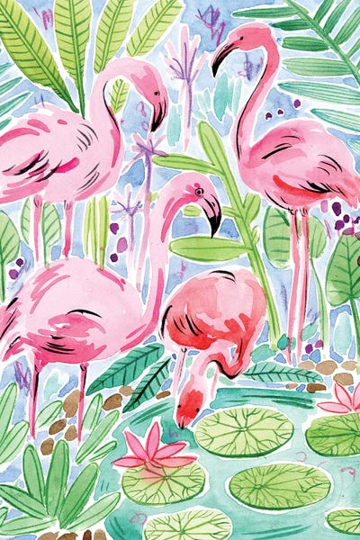 Flamingos: Wild Swimming II by Melissa Wang