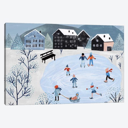 Snowy Village Collection A Canvas Print #WNG801} by Melissa Wang Canvas Art