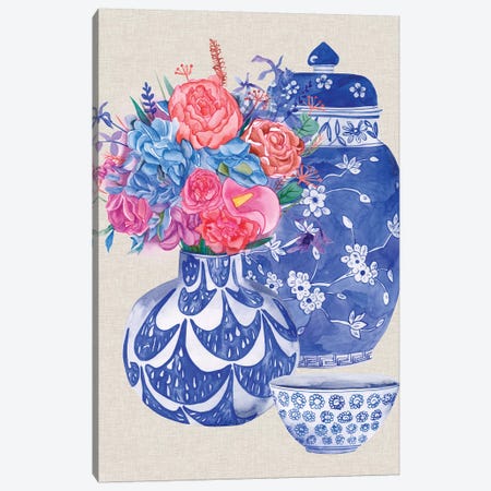 Delft Blue Vases I Canvas Print #WNG846} by Melissa Wang Art Print