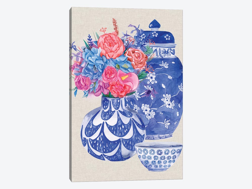 Delft Blue Vases I by Melissa Wang 1-piece Canvas Artwork