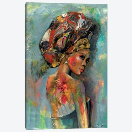 Lady With Headscarf Canvas Print #WNN16} by Winnie Eaton Canvas Artwork