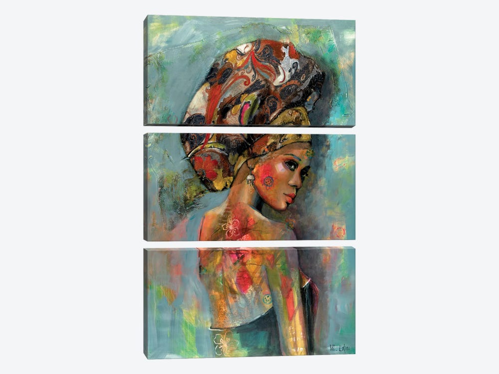 Lady With Headscarf by Winnie Eaton 3-piece Canvas Print