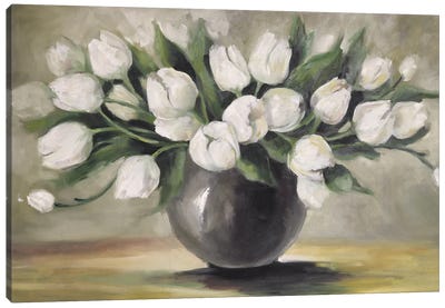 White Tulips Canvas Art Print - Bouquet Art