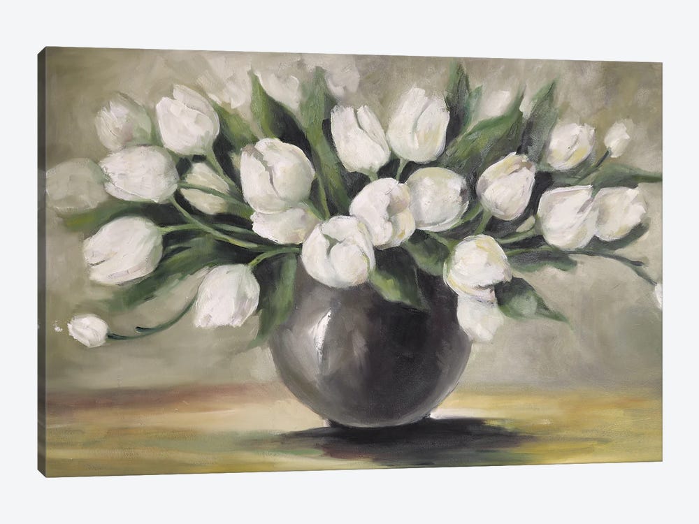 White Tulips by Winnie Eaton 1-piece Canvas Print