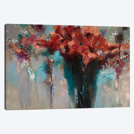 Flowers Dripping Turquoise Canvas Print #WNN7} by Winnie Eaton Canvas Art