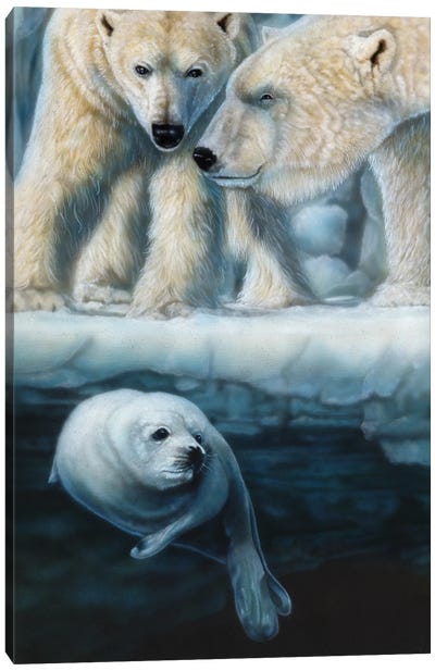 Just Listening Canvas Art Print - Polar Bear Art