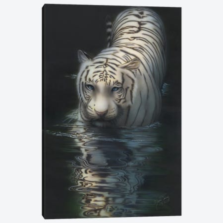 White Tiger In The Water Canvas Print #WNP37} by Wayne Pruse Canvas Artwork