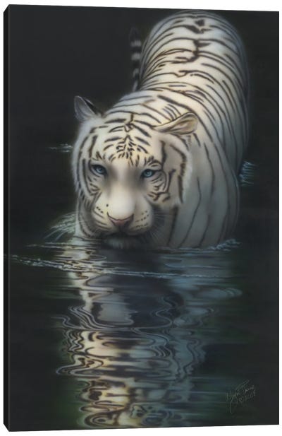 White Tiger In The Water Canvas Art Print - Wayne Pruse