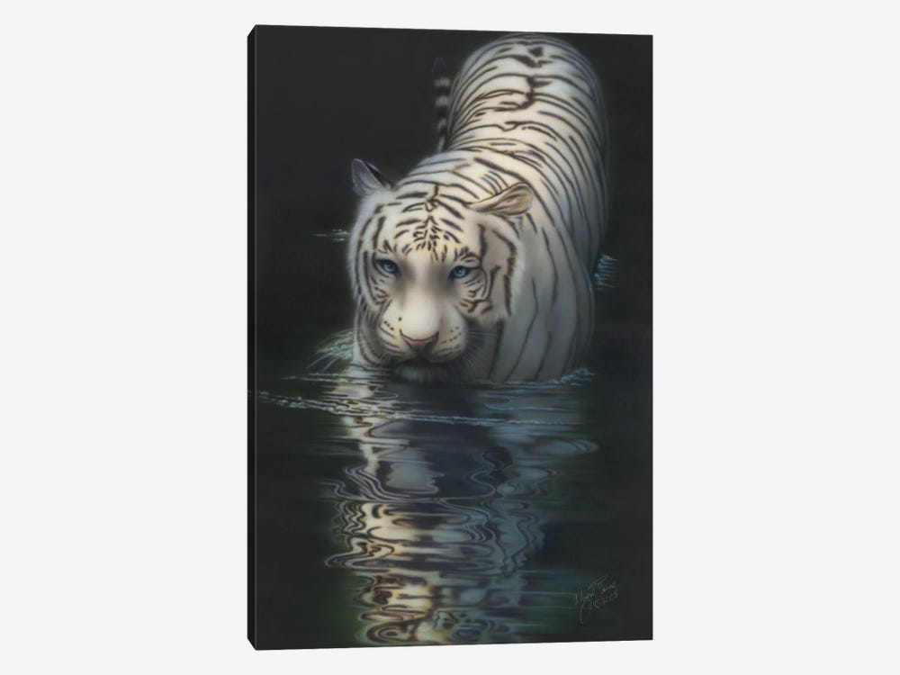 White Tiger In The Water by Wayne Pruse 1-piece Canvas Wall Art
