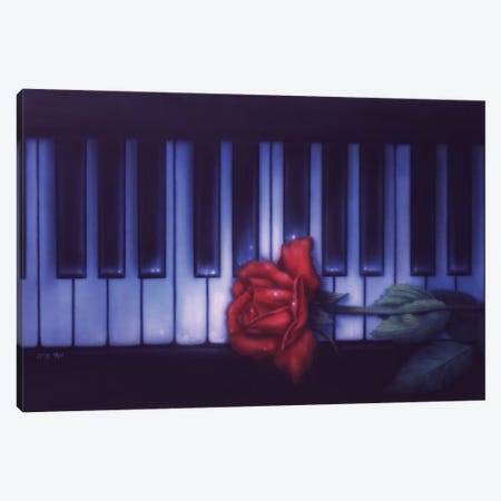 Piano & Rose Canvas Print #WNP48} by Wayne Pruse Canvas Artwork