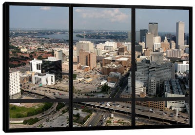 New Orleans City Skyline Window View Canvas Art Print - Windows of the World