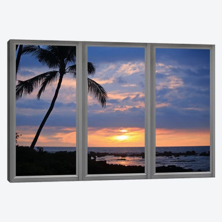 Beach Sunset Window View Canvas Print #WOW44} by Unknown Artist Canvas Art Print