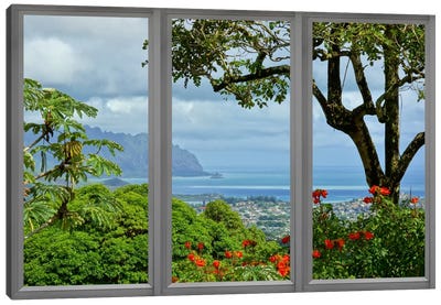 Hawaii Window View Canvas Art Print - Tree Art