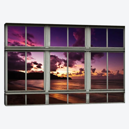 Hawaiian Beach Sunset Window View Canvas Print #WOW52} by Unknown Artist Art Print