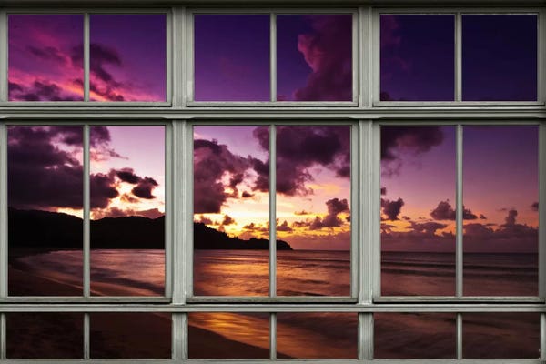 Hawaii: Hawaiian Beach Sunset Window View by 5by5collective
