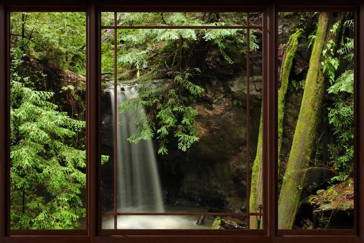 Waterfall Forest Window View