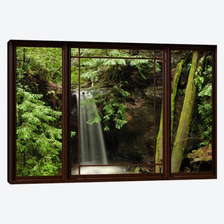 Waterfall Forest Window View Canvas Print #WOW67} by Unknown Artist Canvas Art Print