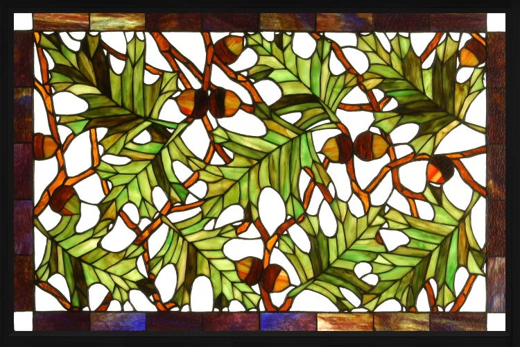 Acorn and Oak Leaves Stained Glass Window