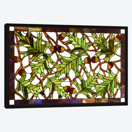 Acorn and Oak Leaves Stained Glass Window Canvas Print #WOW73} by 5by5collective Art Print