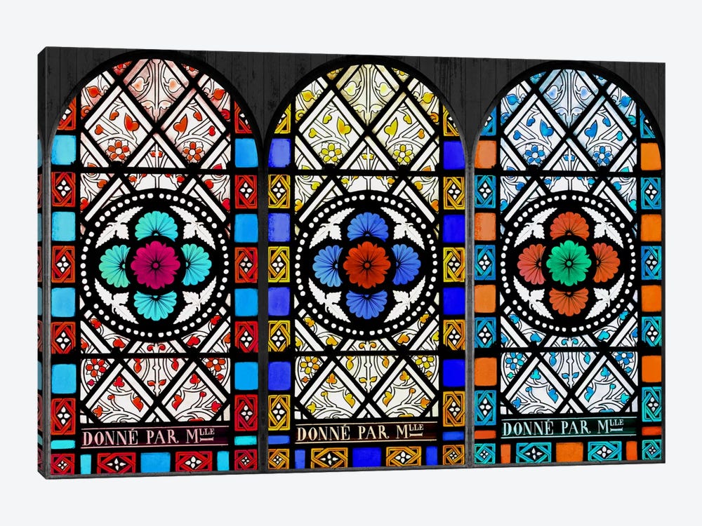 Flowers Patterns Stained Glass Window by 5by5collective 1-piece Canvas Art Print