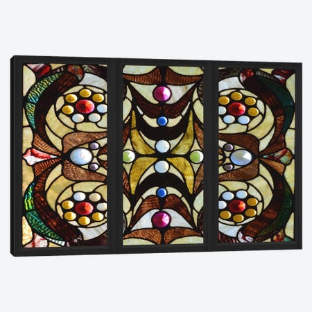 Geometric Deco Stained Glass Window Canvas Print #WOW87} by 5by5collective Art Print