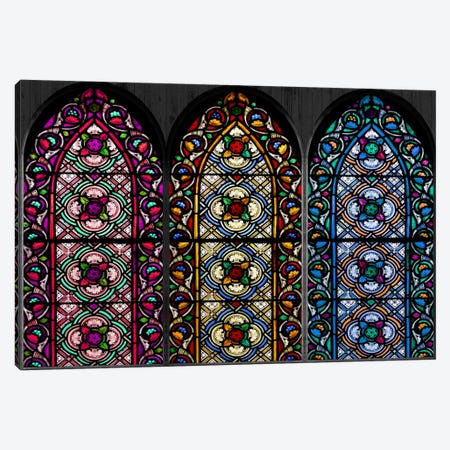 Geometric Flower Patterns Stained Glass Window Canvas Print #WOW88} by 5by5collective Canvas Artwork