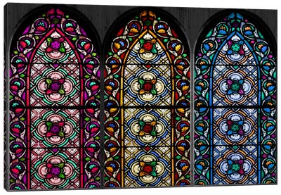 Geometric Flower Patterns Stained Glass Window Canvas Art Print - Window Art