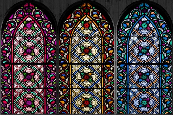 Geometric Flower Patterns Stained Glass Window