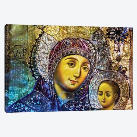 Mary and Jesus Icon, Greek Orthodox Church of the Nativity Altar Nave, Bethlehem, Palestine Canvas Print #WPE11} by William Perry Canvas Artwork