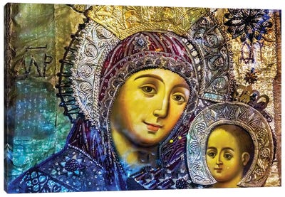 Mary and Jesus Icon, Greek Orthodox Church of the Nativity Altar Nave, Bethlehem, Palestine Canvas Art Print