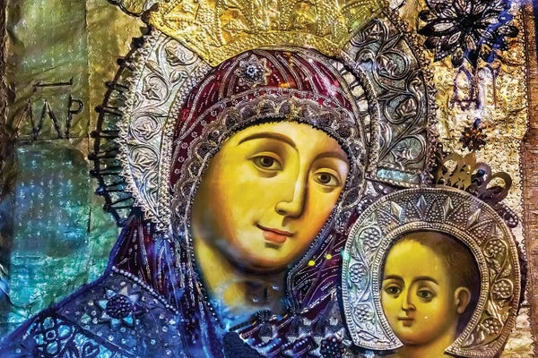 William Perry: Mary and Jesus Icon, Greek Orthodox Church of the Nativity Altar Nave, Bethlehem, Palestine by William Perry