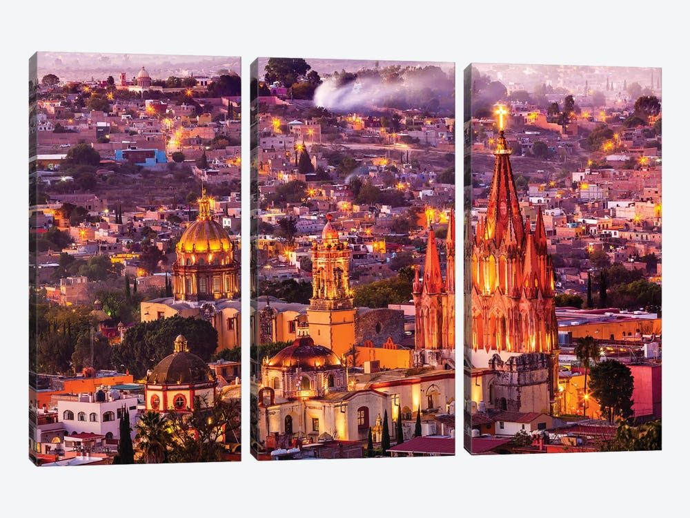 San Miguel de Allende, Mexico, Miramar, Overlook, Parroquia Archangel Church by William Perry 3-piece Canvas Art