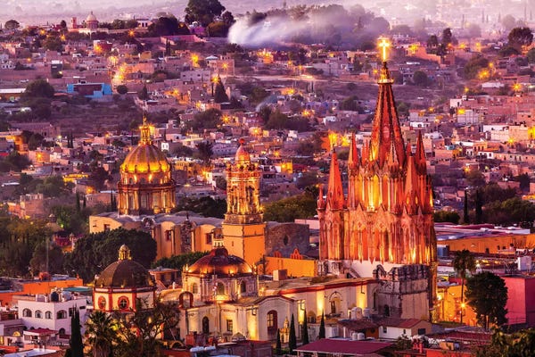 Mexico: San Miguel de Allende, Mexico, Miramar, Overlook, Parroquia Archangel Church by William Perry