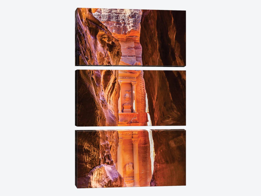 Yellow canyon and the Treasury in the Morning. Petra, Jordan by William Perry 3-piece Art Print