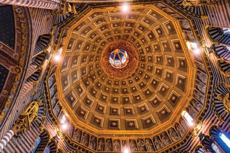 Basilica Golden Dome Cathedral, Siena, Italy. Cathedral Completed From 1215 To 1263.