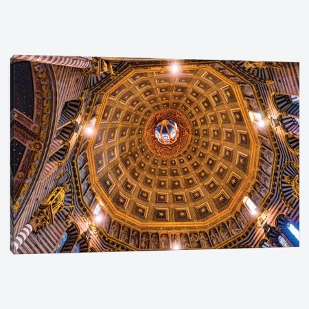 Basilica Golden Dome Cathedral, Siena, Italy. Cathedral Completed From 1215 To 1263. Canvas Print #WPE24} by William Perry Canvas Art