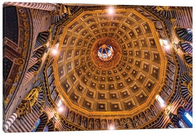 Basilica Golden Dome Cathedral, Siena, Italy. Cathedral Completed From 1215 To 1263. Canvas Art Print