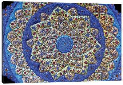 Ancient Arab Islamic Designs Blue Pottery, Madaba, Jordan I Canvas Art Print - Arab Culture