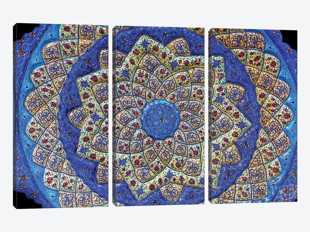 Ancient Arab Islamic Designs Blue Pottery, Madaba, Jordan I by William Perry 3-piece Canvas Print