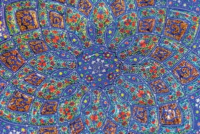 Ancient Arab Islamic Designs Blue Pottery, Madaba, Jordan II by William Perry framed canvas print