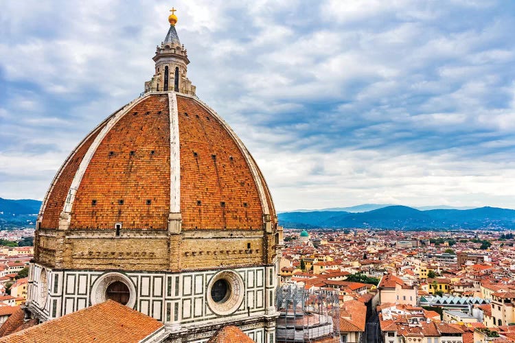 Large Dome Golden Cross, Duomo Cathedral, Florence, Italy. Finished 1400'S. Formal Name Cathedral Di Santa Maria Del Fiore. by William Perry wall art